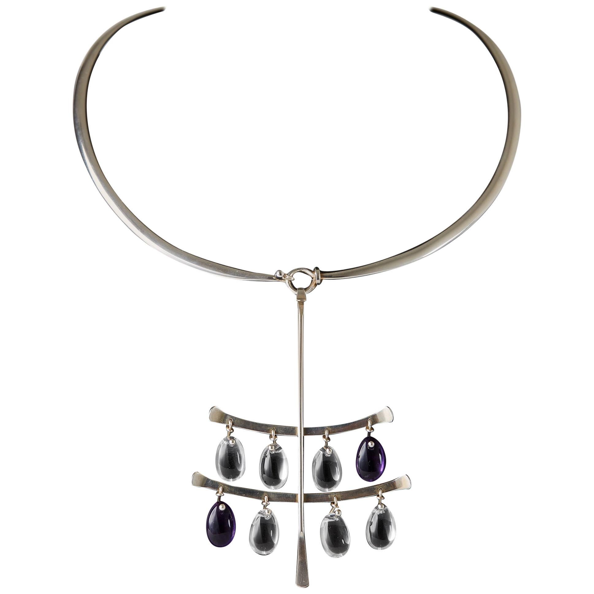 Necklace 'Drops' Designed by Torun Bülow-Hübe for Georg Jensen, Denmark, 1960s For Sale