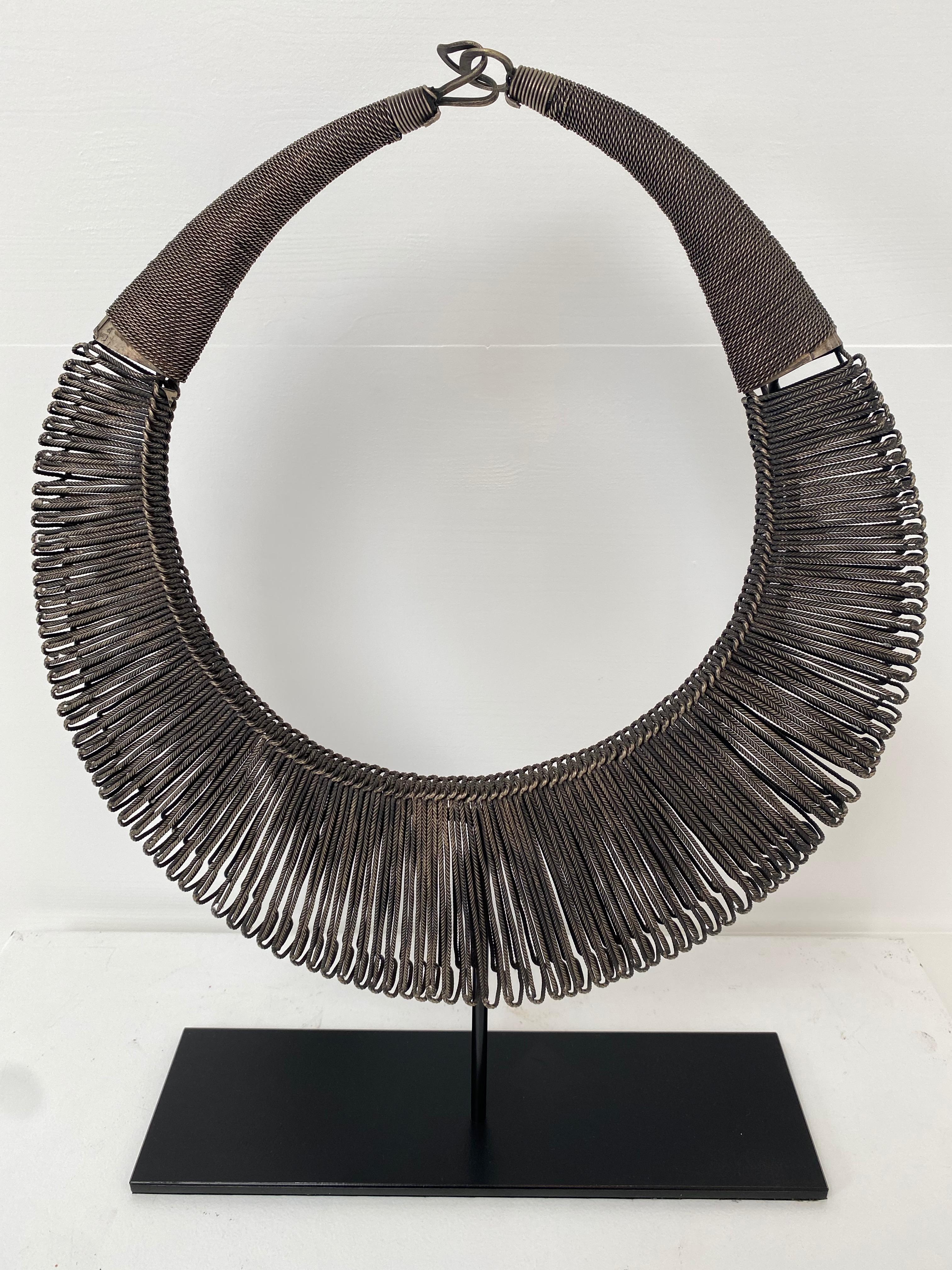 Patinated Exceptional Silver Necklace from Laos 