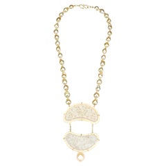 Collar Oro Perlas Naturales Antigüedades Jade Tallado Oro 18 k