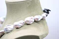 Necklace Grey Pearls Bakelite Claps