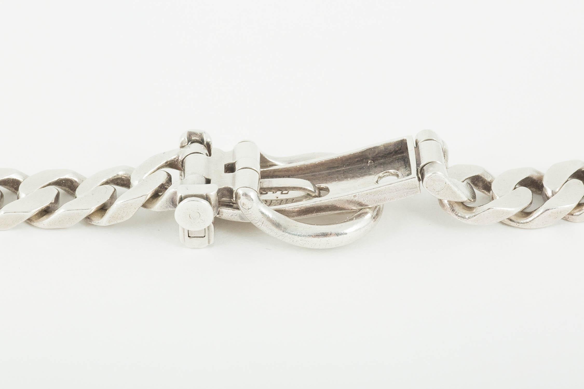 Women's Necklace, Heavy Silver Curb Link with Buckle Clasp, Hermes of Paris, circa 1960