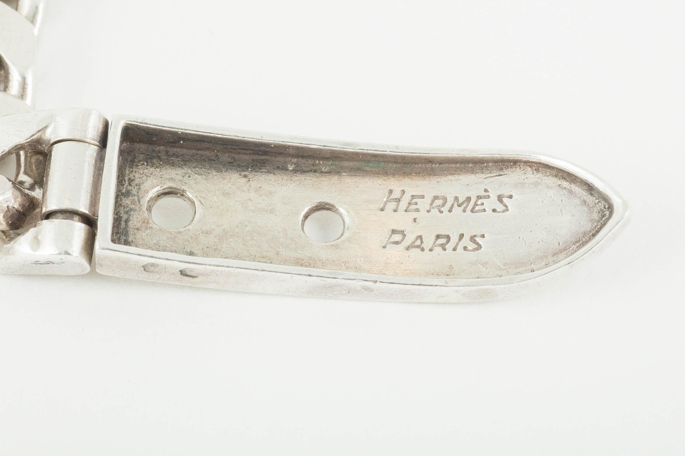 Necklace, Heavy Silver Curb Link with Buckle Clasp, Hermes of Paris, circa 1960 1