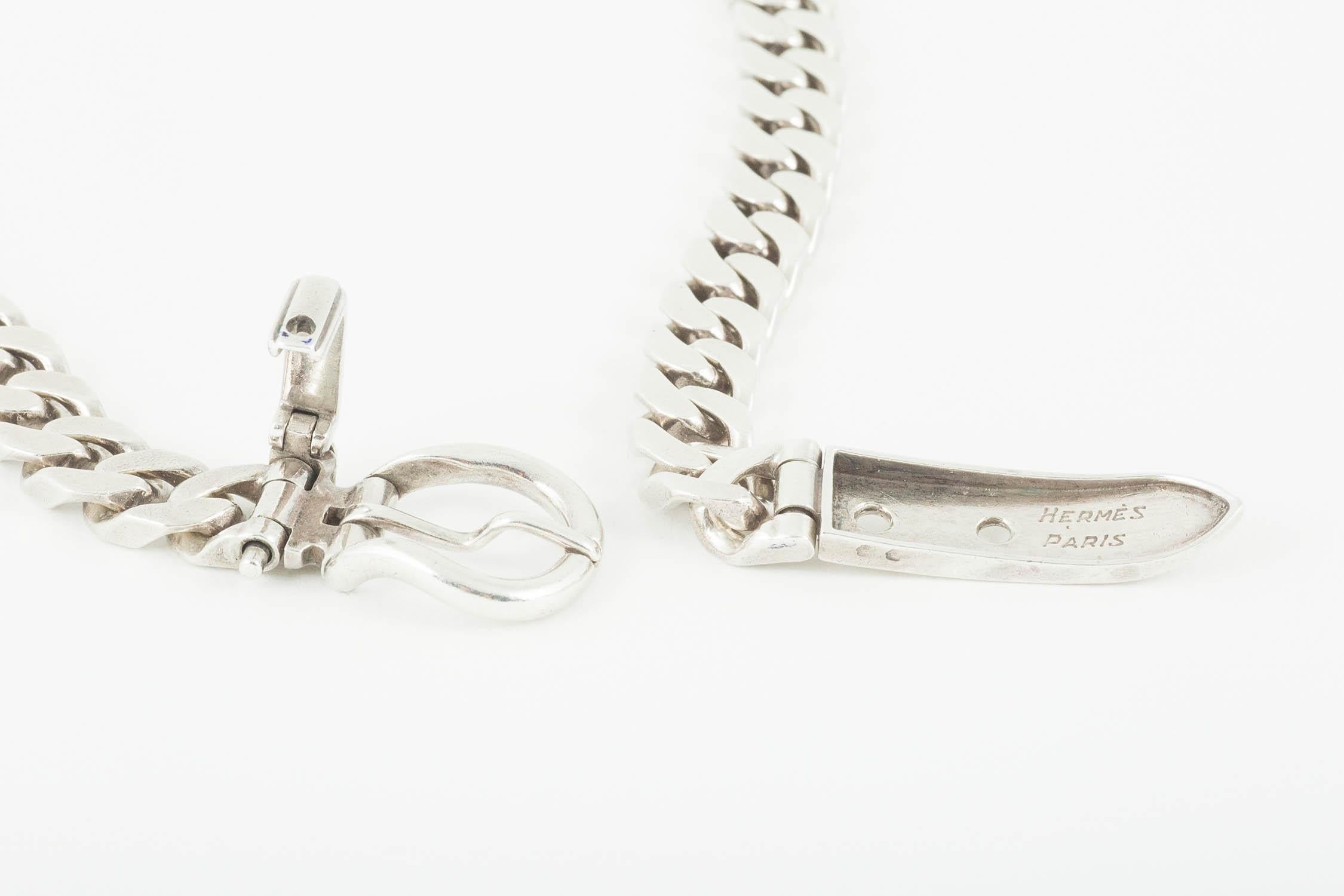 Necklace, Heavy Silver Curb Link with Buckle Clasp, Hermes of Paris, circa 1960 2