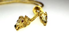 GEMOLITHOS Necklace "Horses" Handcrafted 18 Karat Gold, 1980s