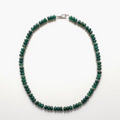 Collana Imperial Jade of the Jungling - Giada guatemalteca di colore verde intenso, argento, 21.5