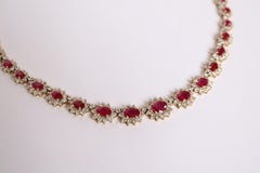 Necklace in 18 Carat 18 KT Gold Rubies and Diamonds