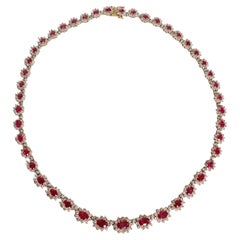 Collana in oro 18 KT Rubini e Diamanti