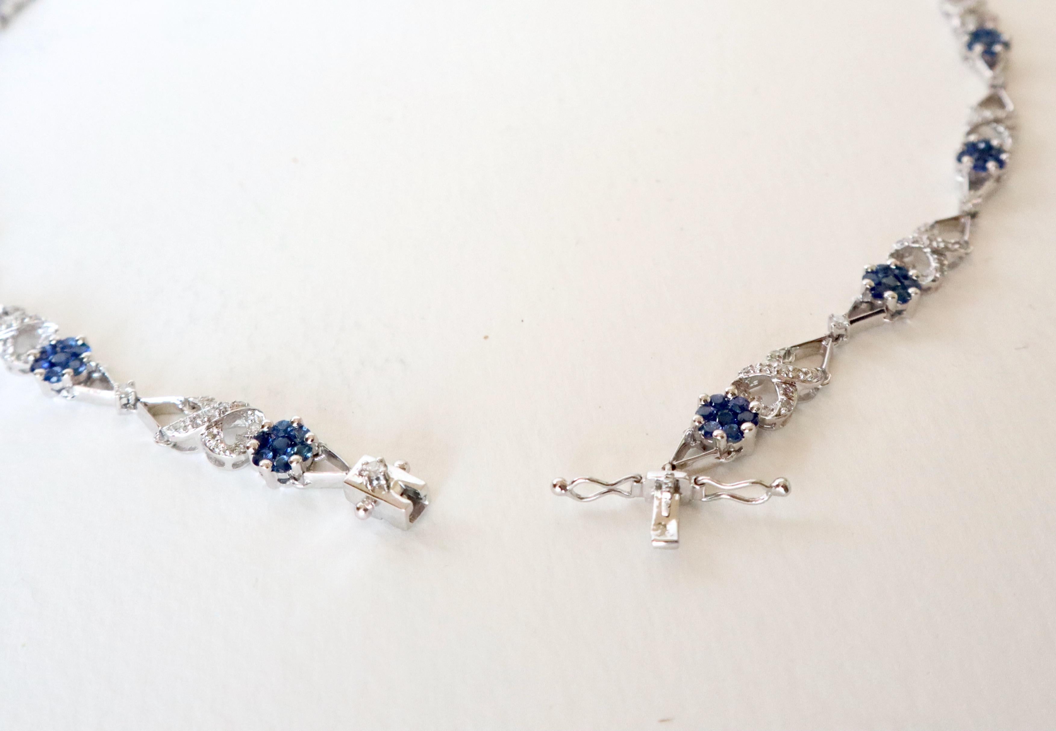Collana in oro 18 KT Zaffiri e diamanti in vendita 3