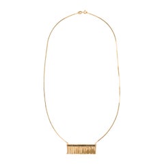 Necklace in 18 Carat Gold with Fringed Central Black Diamond Pavè Bar