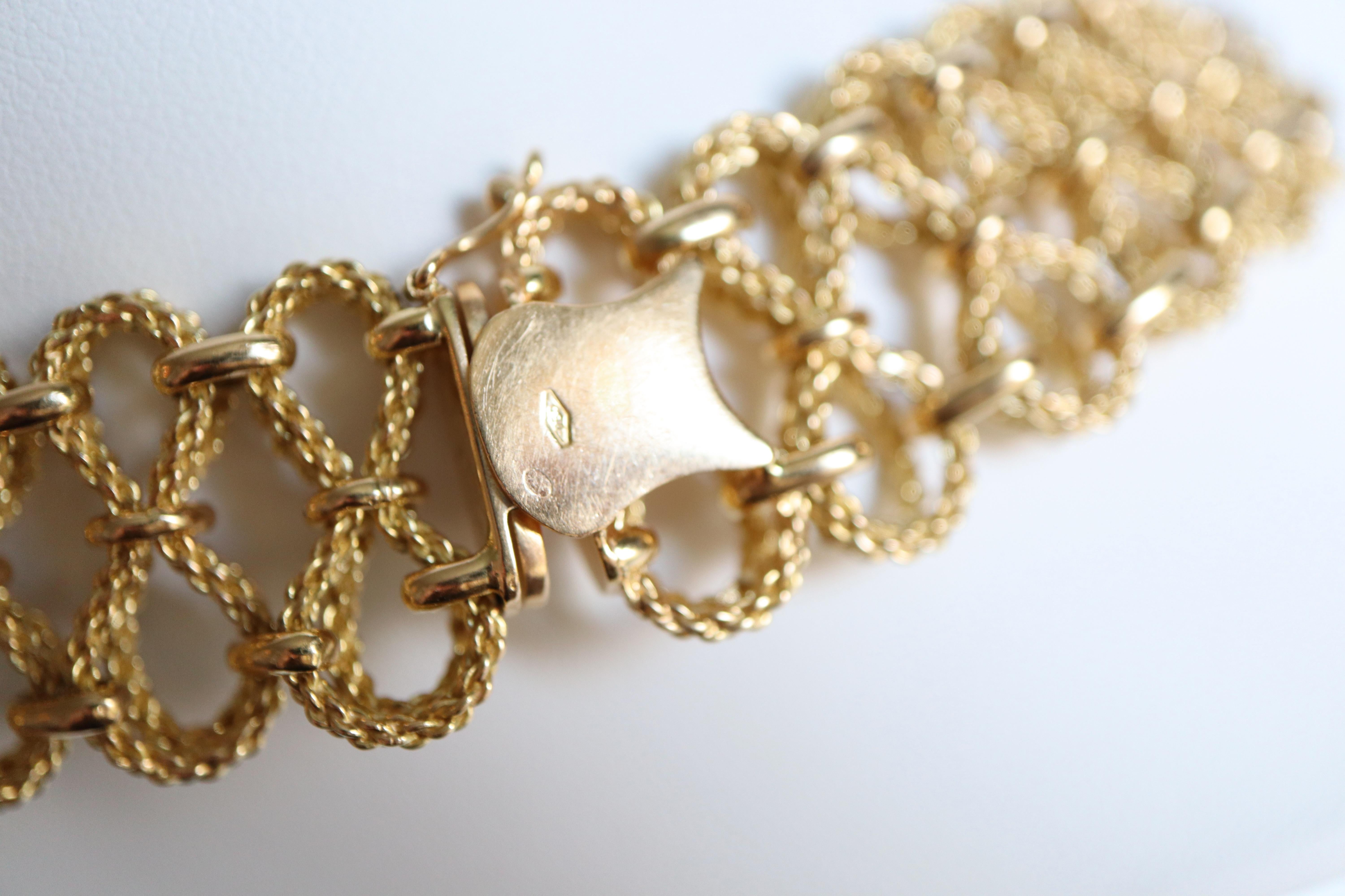 Necklace in 18 Carat Yellow Gold, Eight-Links in Twisted Gold Wire In Good Condition For Sale In Paris, FR