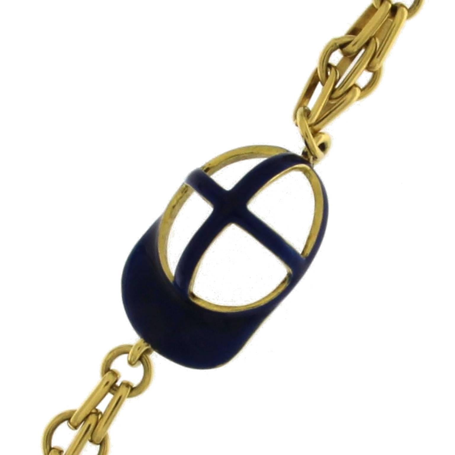 Necklace in 18 Karat Yellow Gold golf charm enameled In New Condition For Sale In Milano, Lombardia