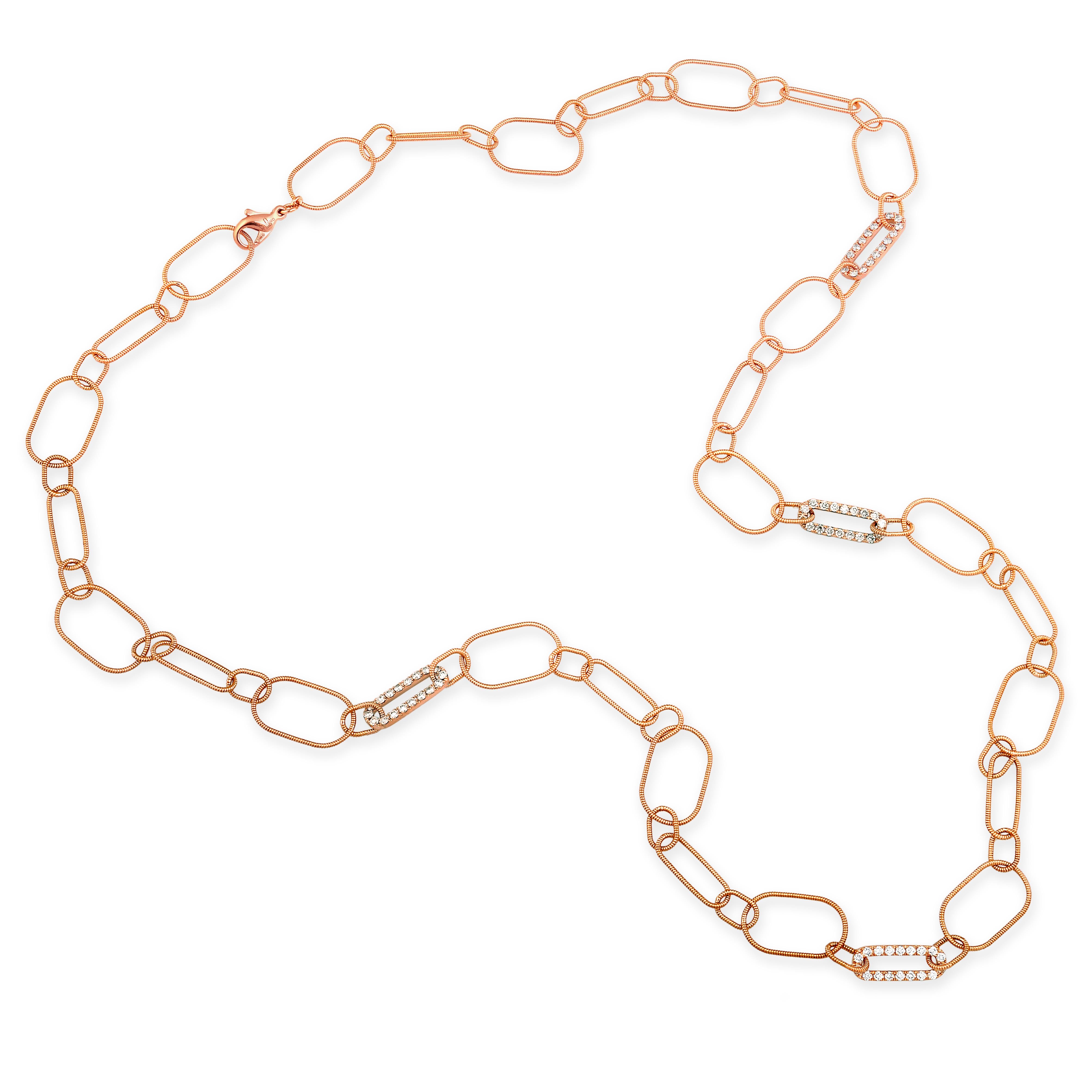 Halskette aus 18 Karat Roségold mit 2,16 Karat weißen Diamanten im Zustand „Neu“ im Angebot in Huntington, NY