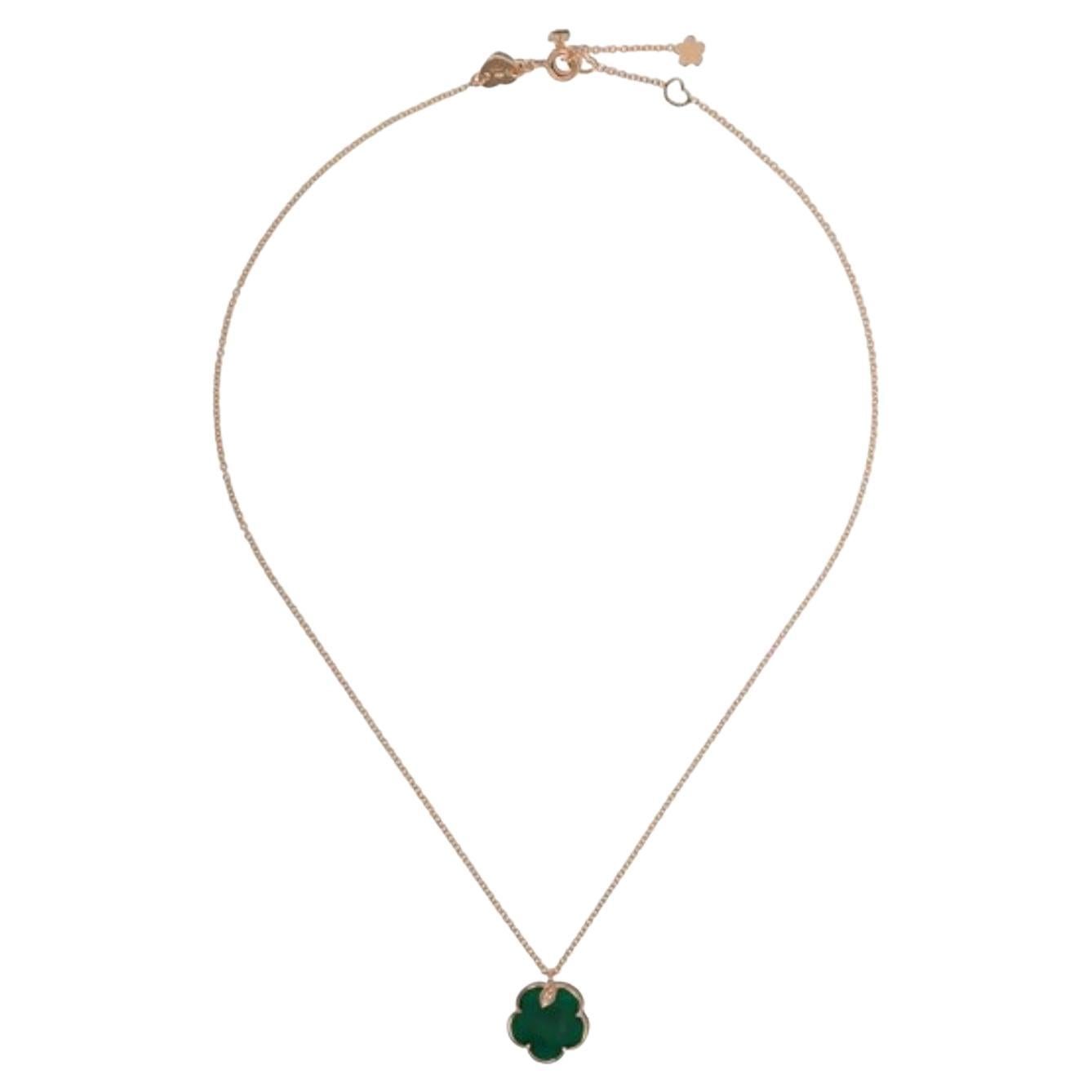 Necklace in 18k Rose Gold with Green Agate and Diamonds '16138R'