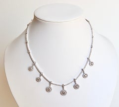 Necklace in 18 Karat White Gold Fully Set with Diamonds for 6.48 Carat