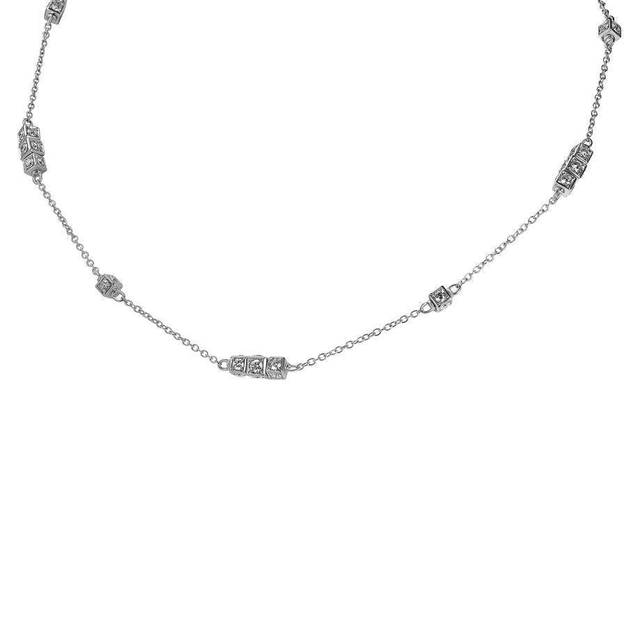 Halskette der Kollektion Faro aus 18 Karat Weißgold mit drehbaren Würfelelementen, besetzt mit ca. 3,05 Karat weißen Diamanten - 16 Zoll

