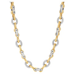 Necklace in 18k White 
Yellow Gold with Diamond Accents Mechanical Link Chain