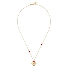 Necklace in 18kt gold with White Diamonds and Hand decorate Micromosaic