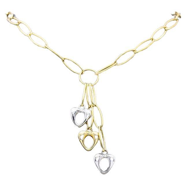 Necklace in Bicolour Gold with Hearts