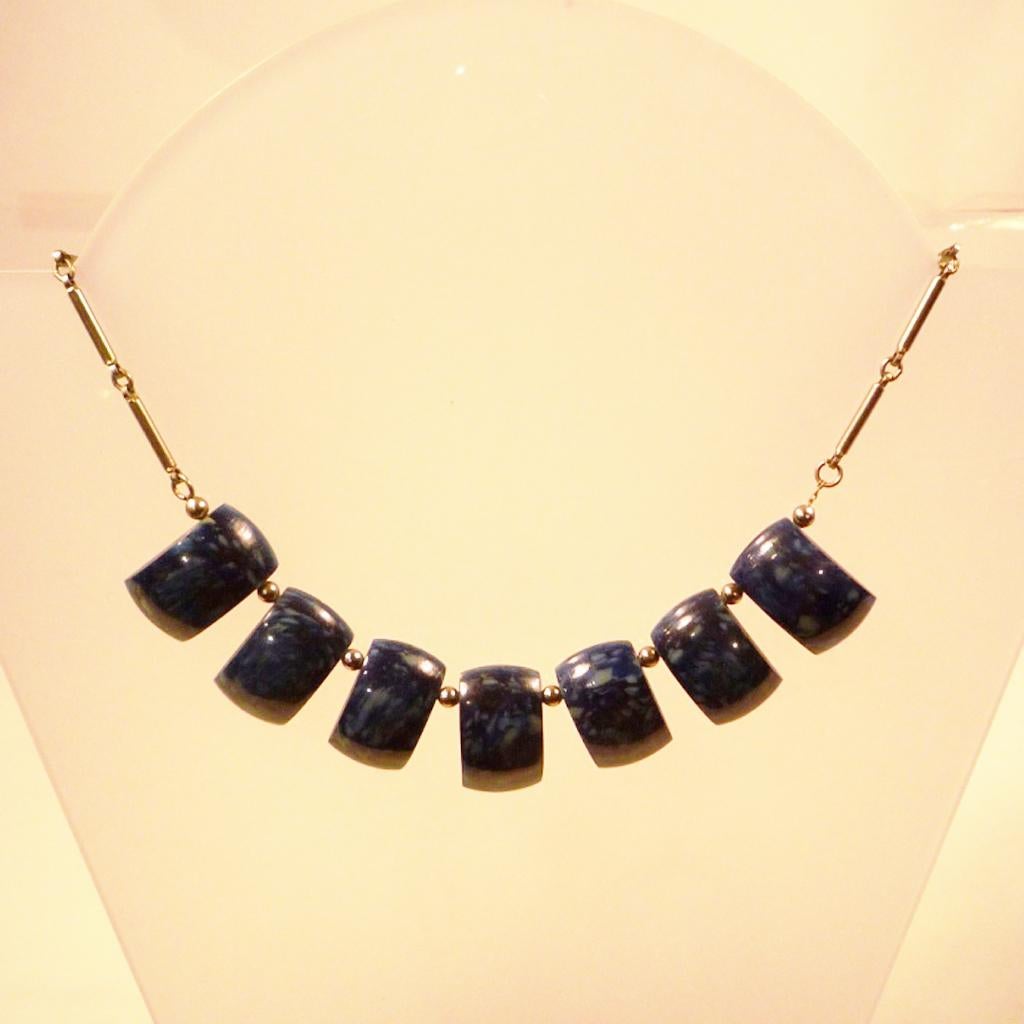 Collana in cromo e galalite, Jakob Bengel, Idar-Oberstein, 1910/20 ca. In condizioni buone in vendita a Berlin, DE