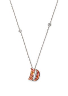 Sicis Jewels 18kt White Gold Micromosaic Letter D Necklace with Diamonds