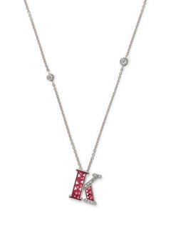 Sicis Jewels 18kt White Gold Micromosaic Letter K Necklace with Diamonds