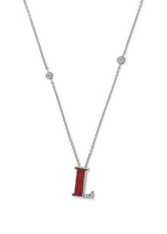 Sicis Jewels 18kt White Gold Diamond Letter L Necklace with Micromosaic Art