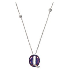 Necklace Letter Q White Gold White Diamonds Hand Decorated with Micromosaic