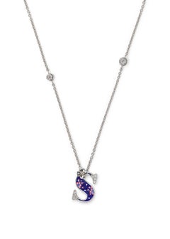 Sicis Jewels 18kt White Gold Micromosaic Letter S Necklace with Diamonds