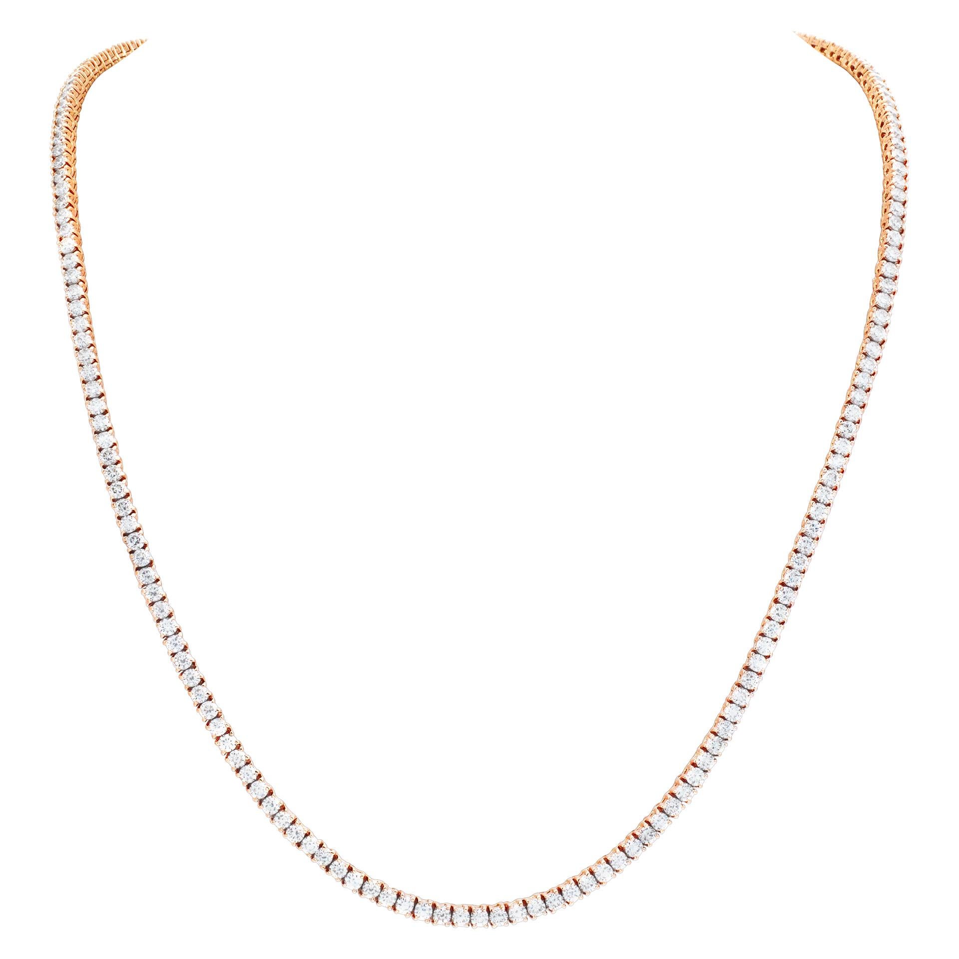 Necklace Line Diamonds with 17.85 Carats Full Cut Round Brilliant Diamonds Set For Sale