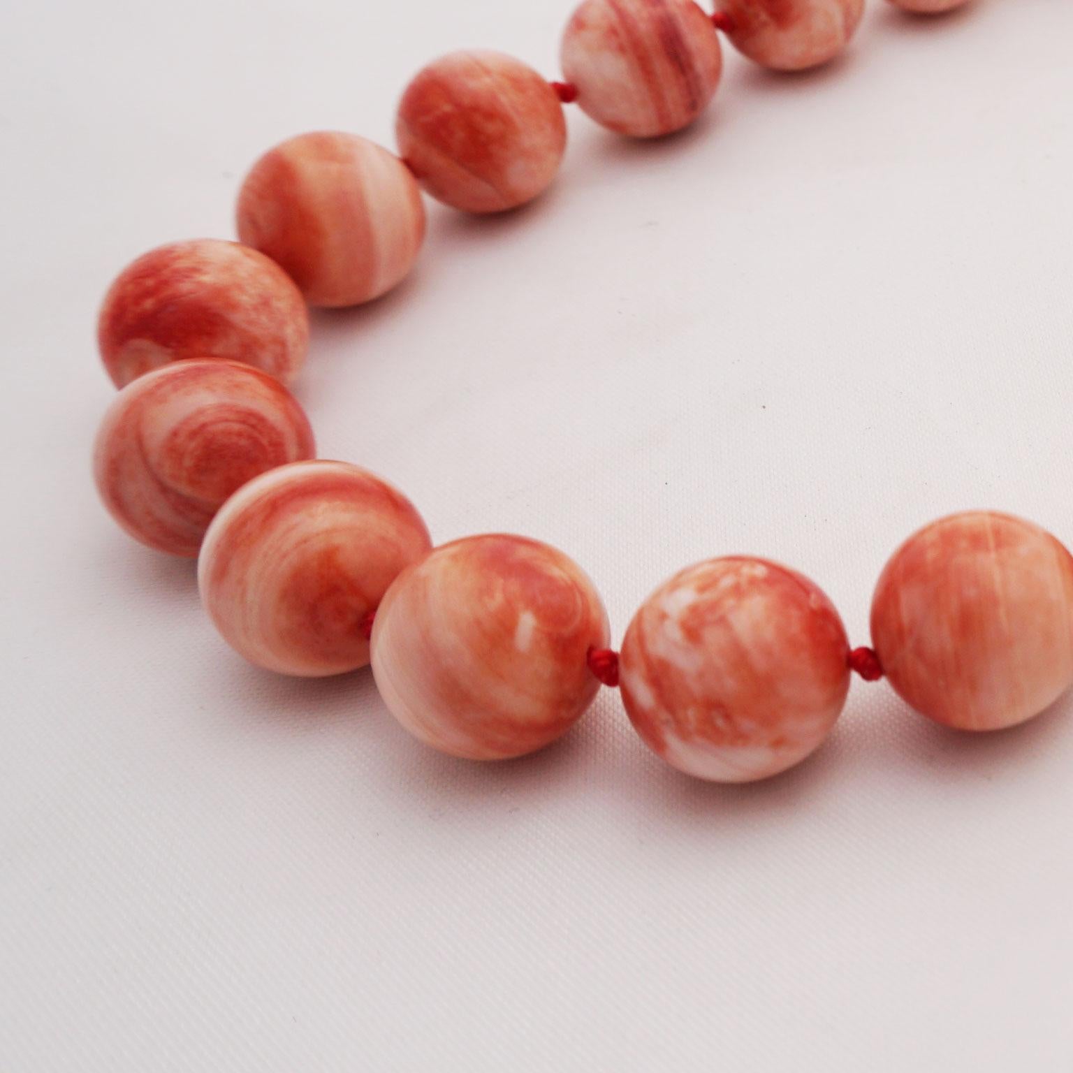 Modern Necklace Made of Apple Coral