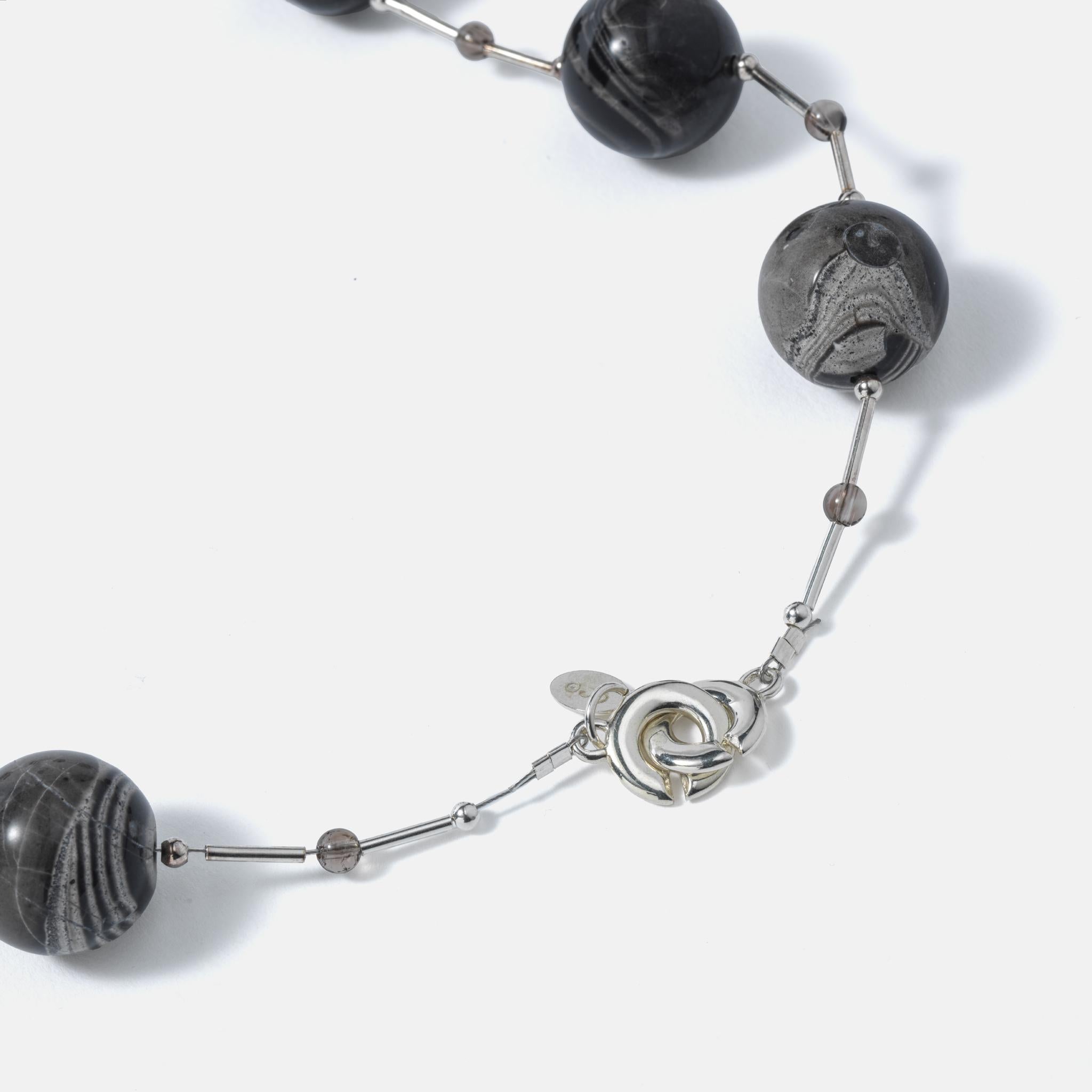 Necklace made of silver and zebra jasper. Early 21st c. In Good Condition For Sale In Stockholm, SE