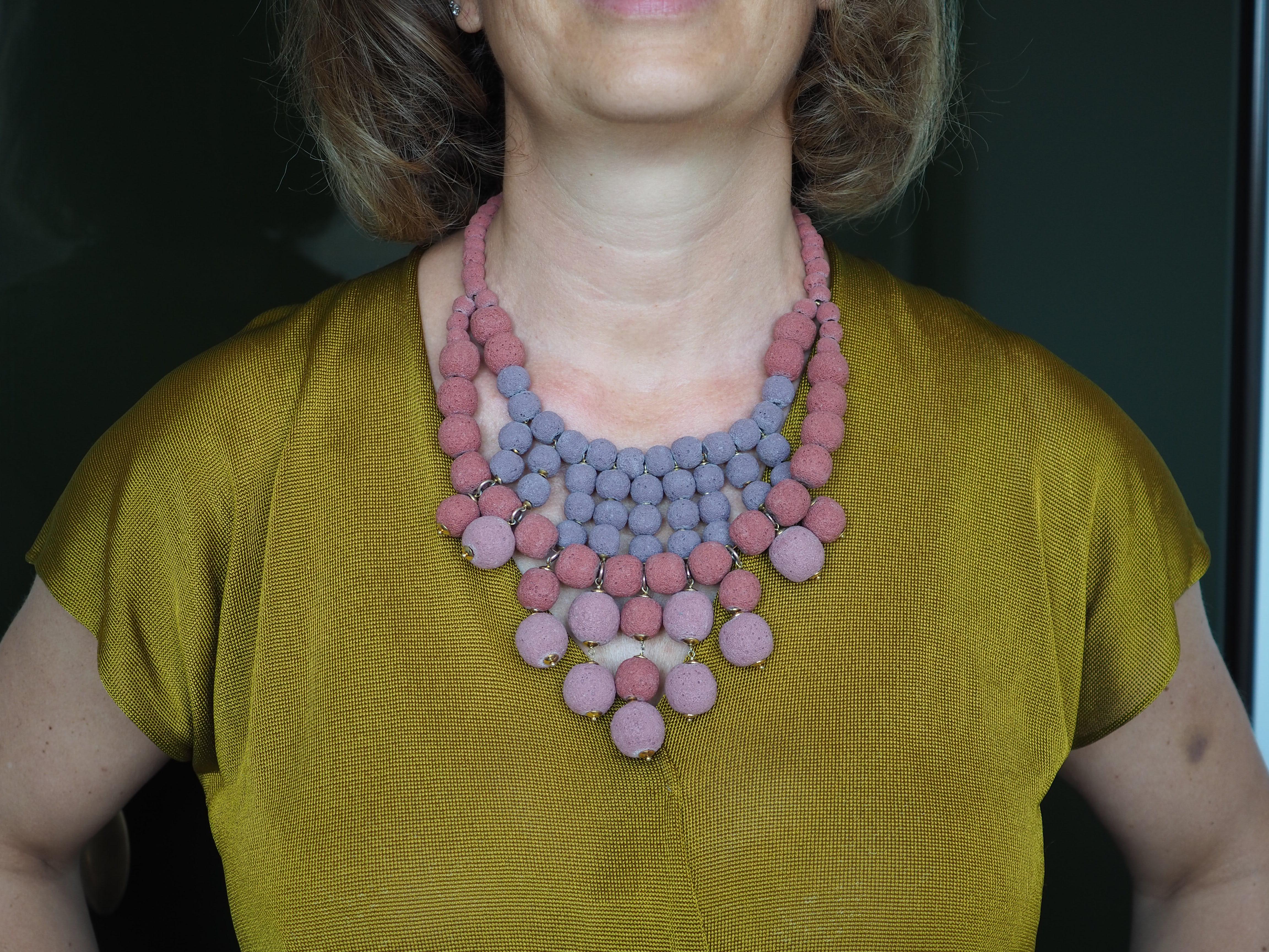 Necklace Madrepora Coral Gold Plate In New Condition For Sale In Milan, IT