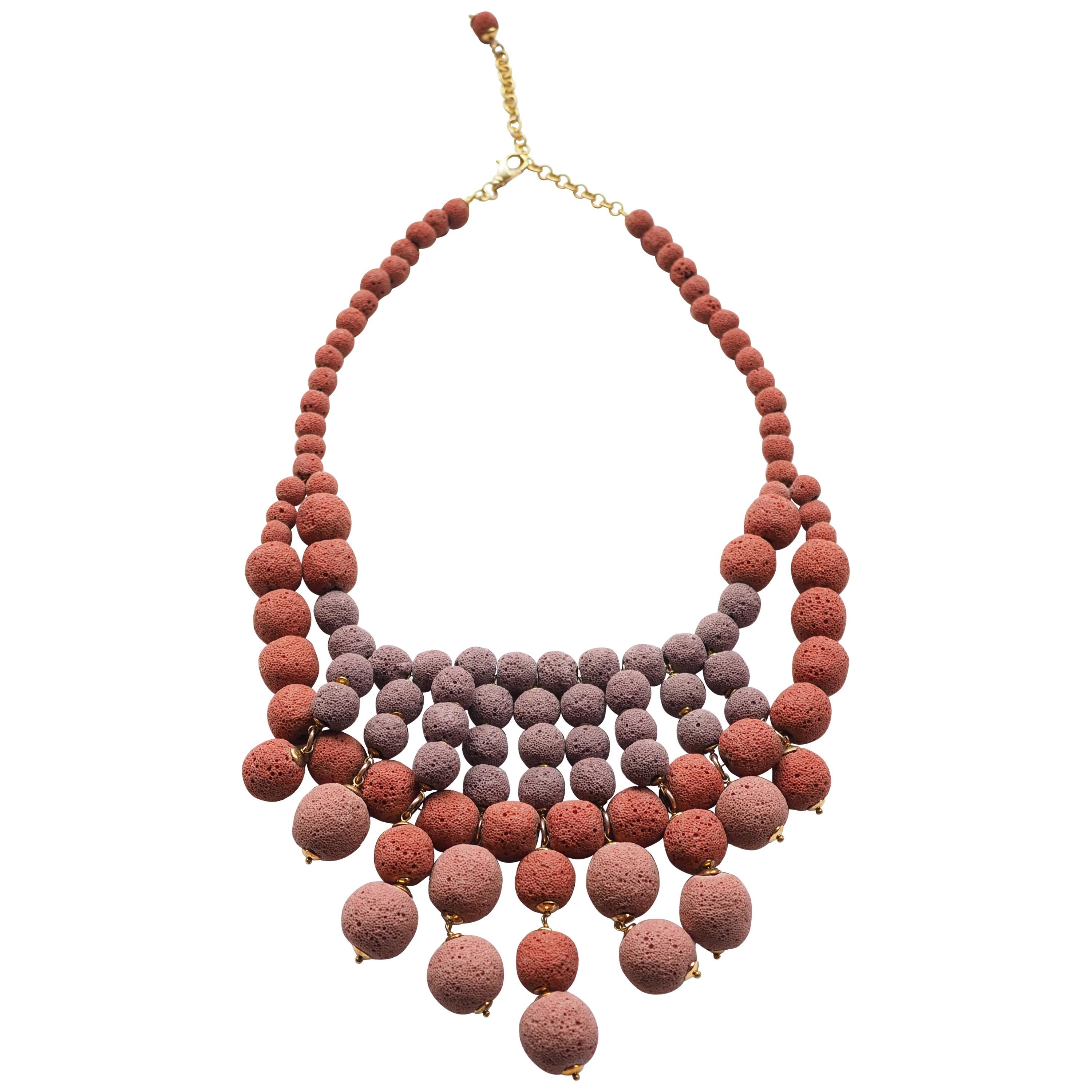 Necklace Madrepora Coral Gold Plate For Sale