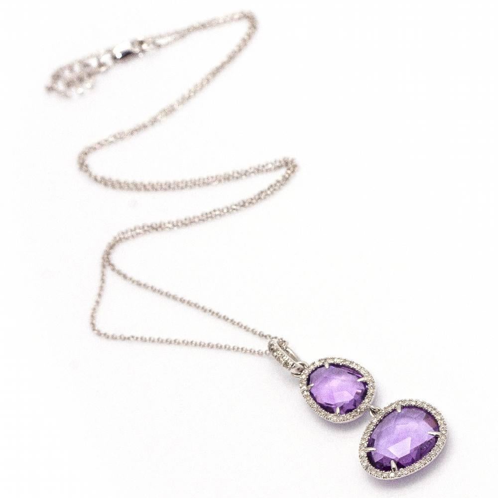 Collare di design MIMI MILANO in Oro Blanco per donna  Diamanti a taglio Brillante con peso totale di 0,34cts e qualità G/Vs  Cierre mosquetón  Oro Blanco 18 kt  5,92 grammi  Medidas: Largo cadena 42cm, Largo colgante con argolla 3,5cm, ancho