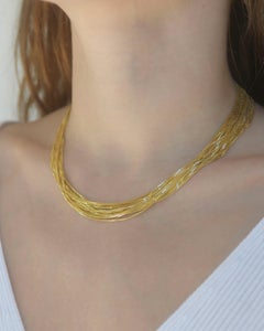 Halskette Minimal Box Kette Glänzend 18 Karat vergoldetes Silber Griechisch