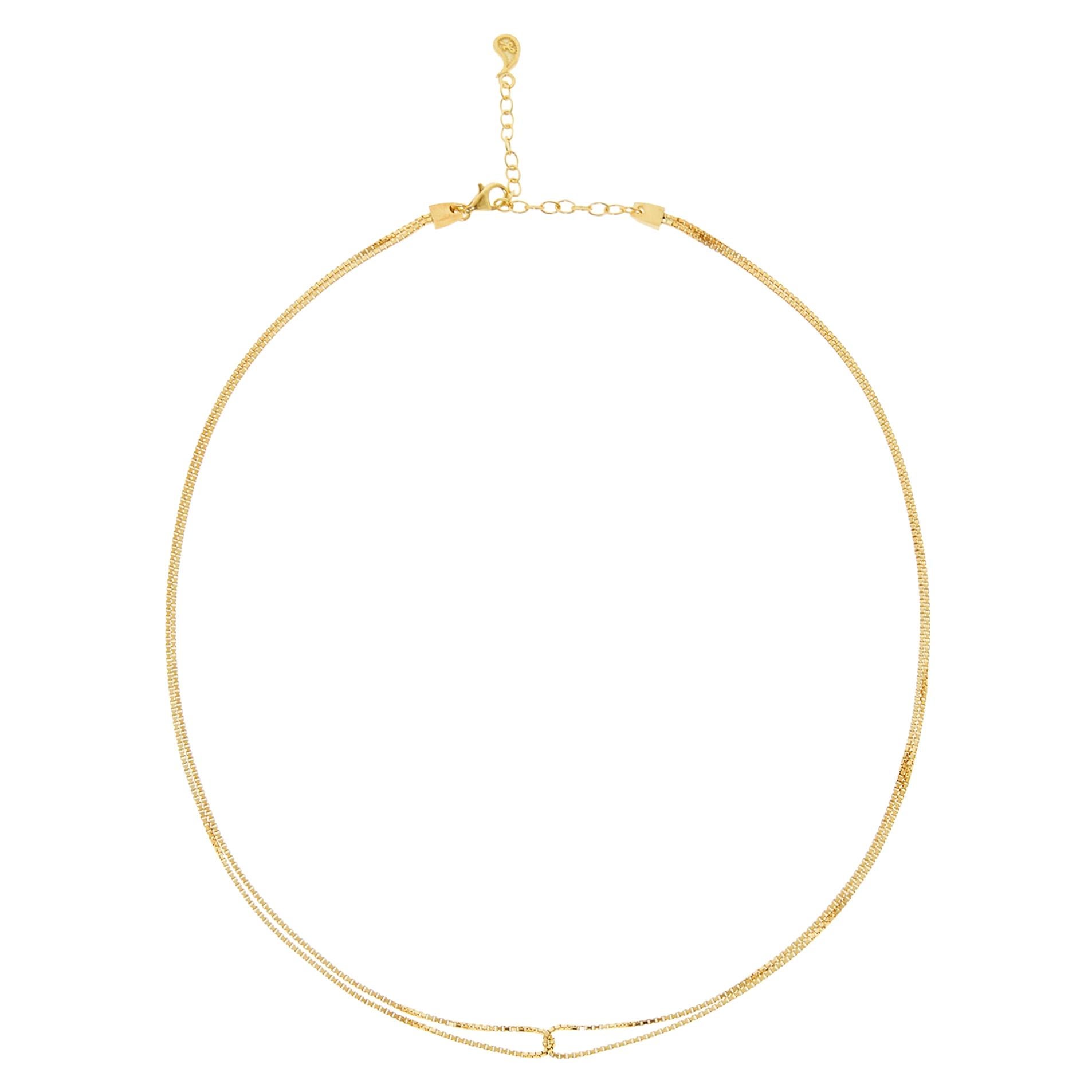 Necklace Minimal Box Chain Shiny 18 Karat Gold-Plated Silver Greek Jewelry For Sale