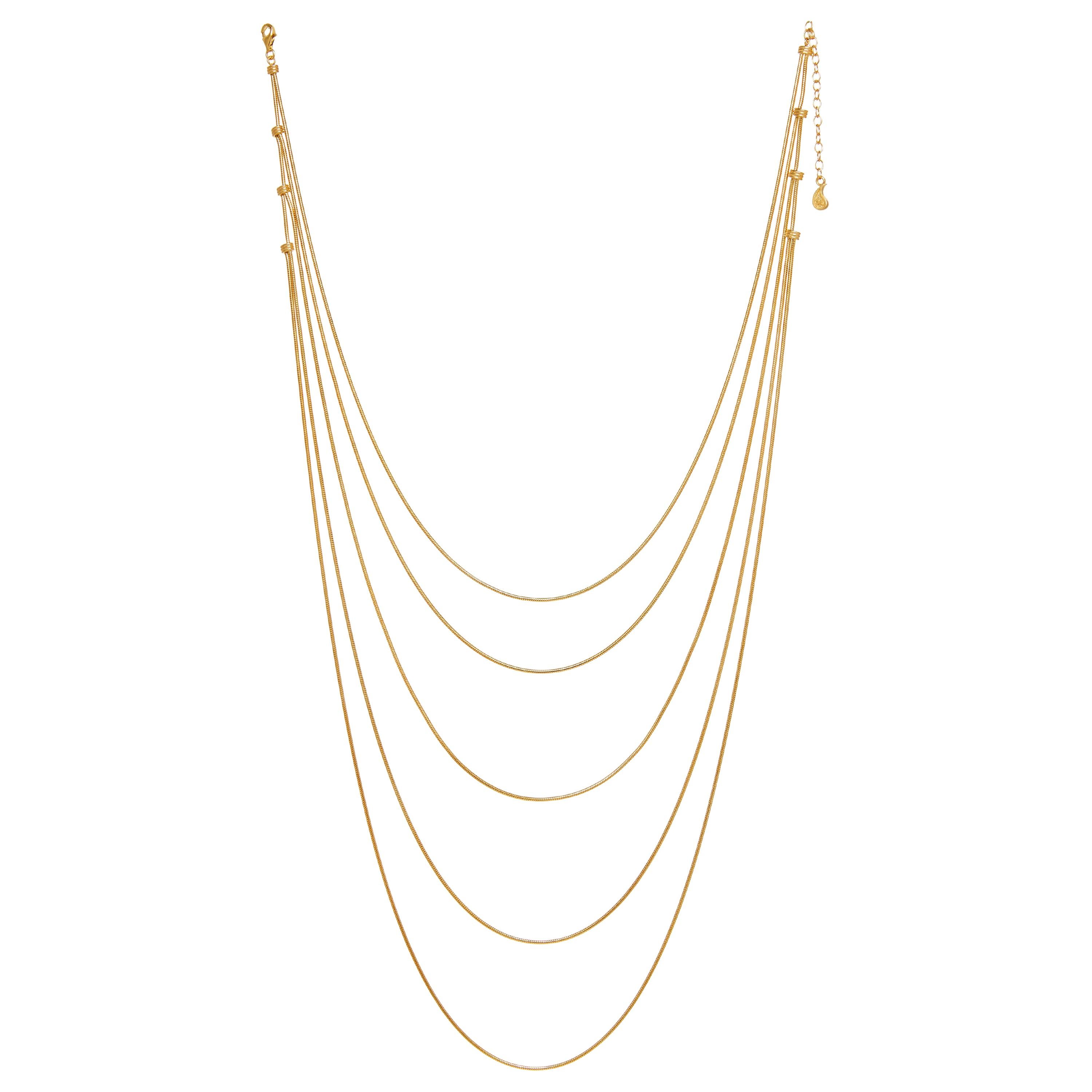 Necklace Snake Chain Minimal Long Movement 18K Gold-Plated Silver Greek Jewelry For Sale