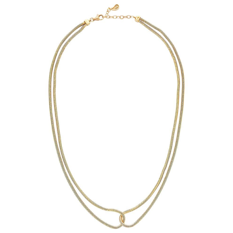 14 Karat Gold Necklace Minimal Short Double Snake Chain Greek Jewelry