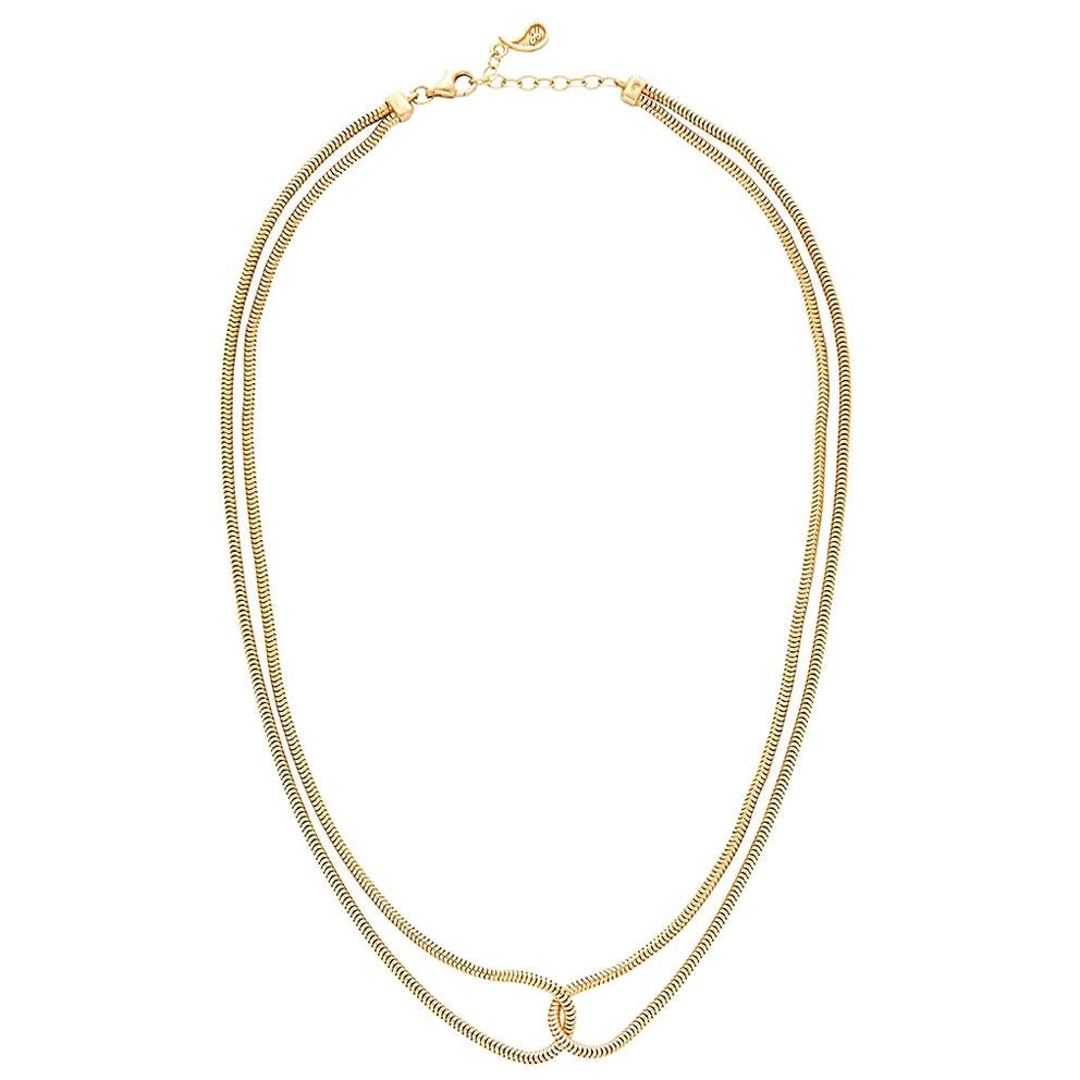 Necklace Minimal Short Double Snake Chain 18K Gold-Plated Silver  Greek Jewelry