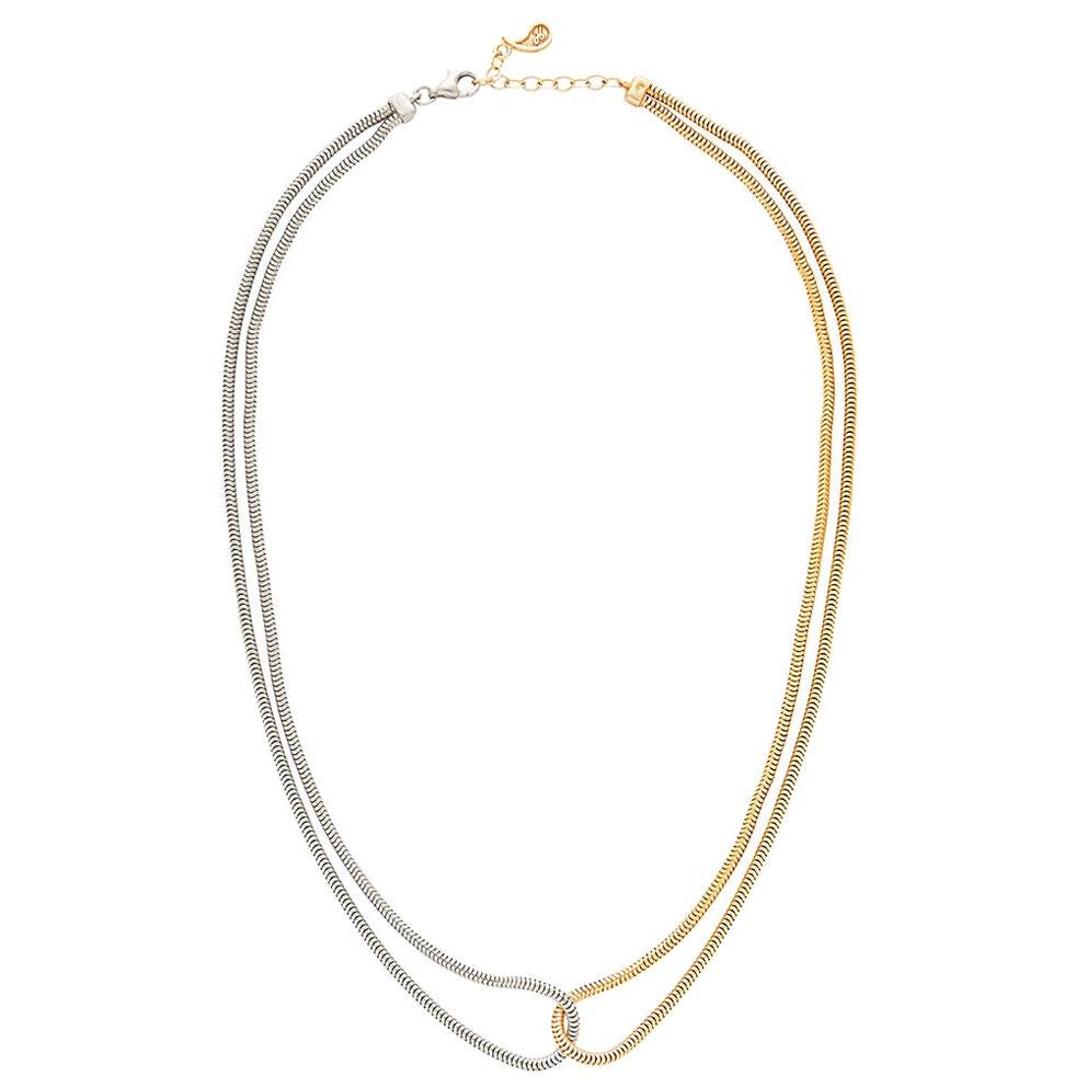 Necklace Minimal Short Double Snake Chain 18K Gold Plated - Mixed  Greek Jewelry For Sale