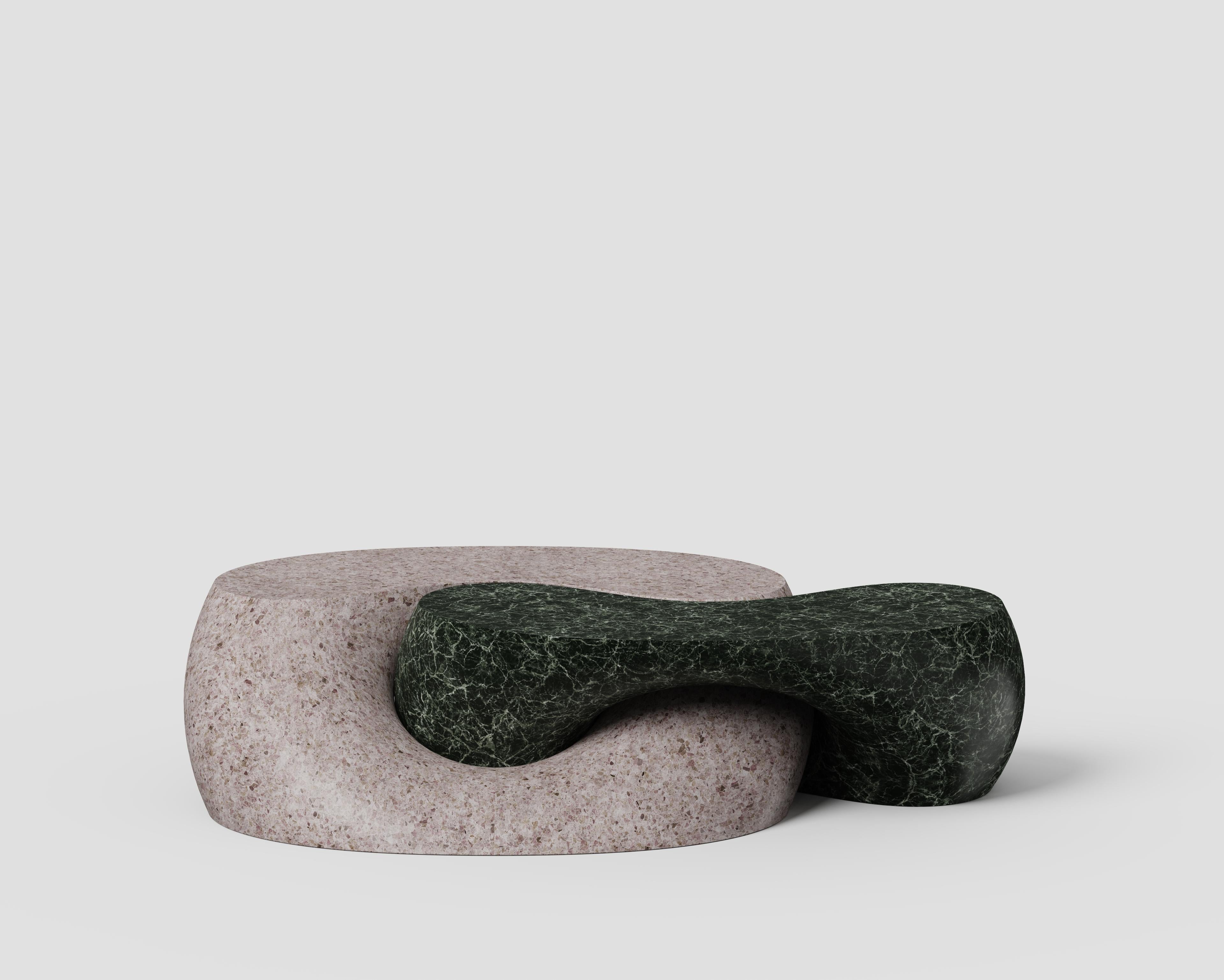 Necklace Mod 1 Verde Notte And Adria Venato Coffee Table by Antonio De Marco
Dimensions: D 93 x W 160 x H 40 cm. 
Materials: Verde Notte and Adria Venato marbles.

Available in different material options. Prices may vary. Please contact