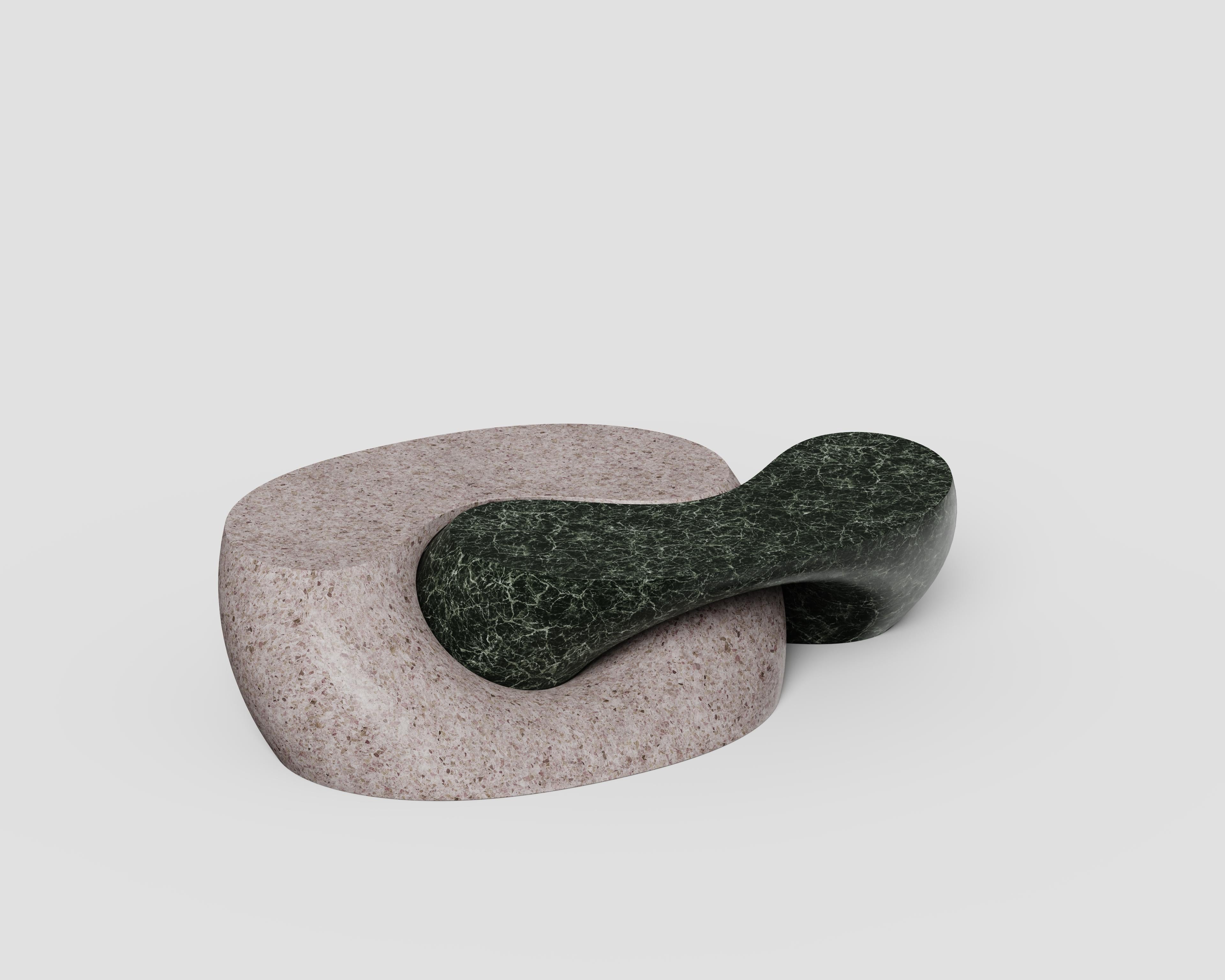 Contemporary Necklace Mod 1 Verde Notte And Adria Venato Coffee Table by Antonio De Marco For Sale