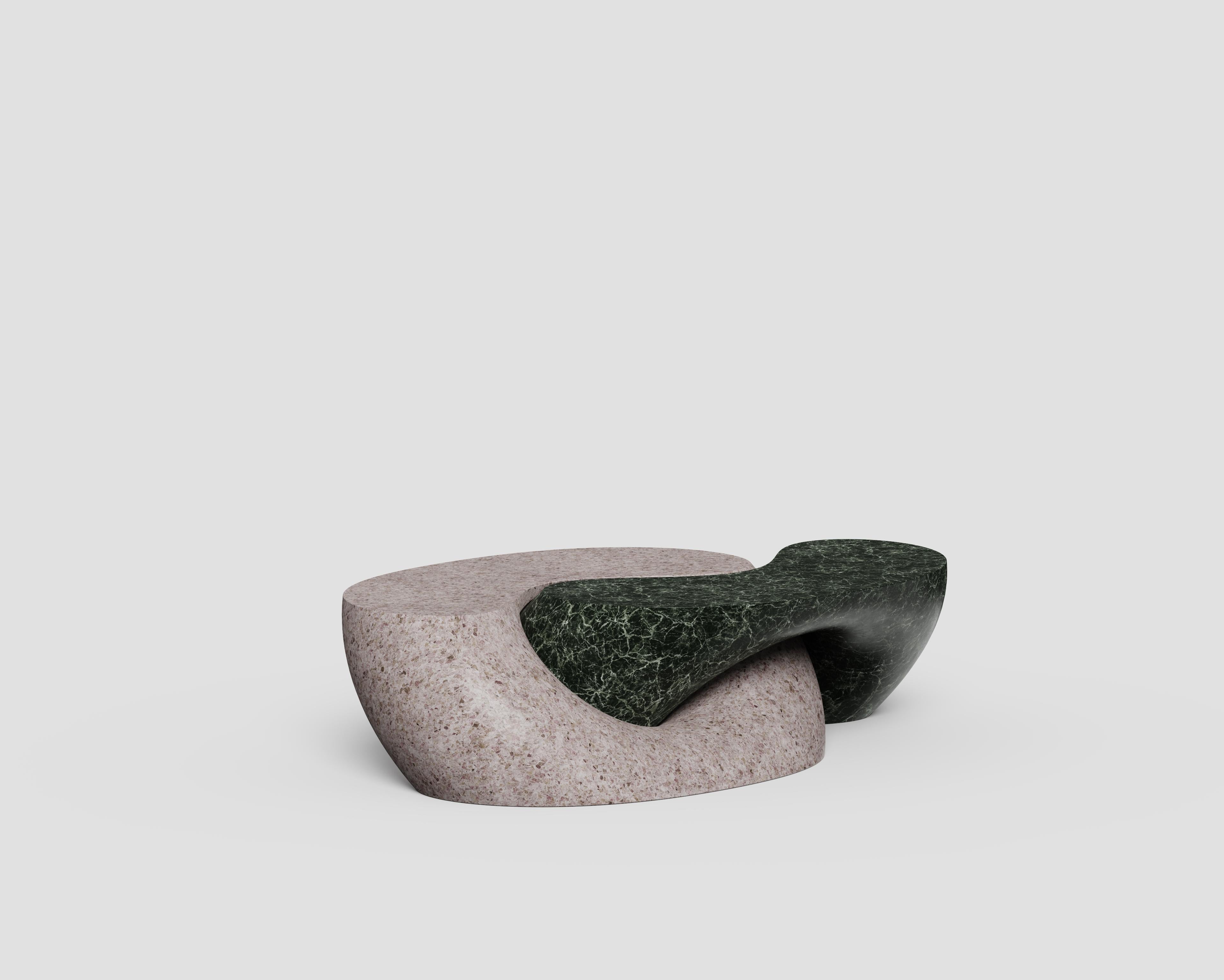 Marble Necklace Mod 1 Verde Notte And Adria Venato Coffee Table by Antonio De Marco For Sale