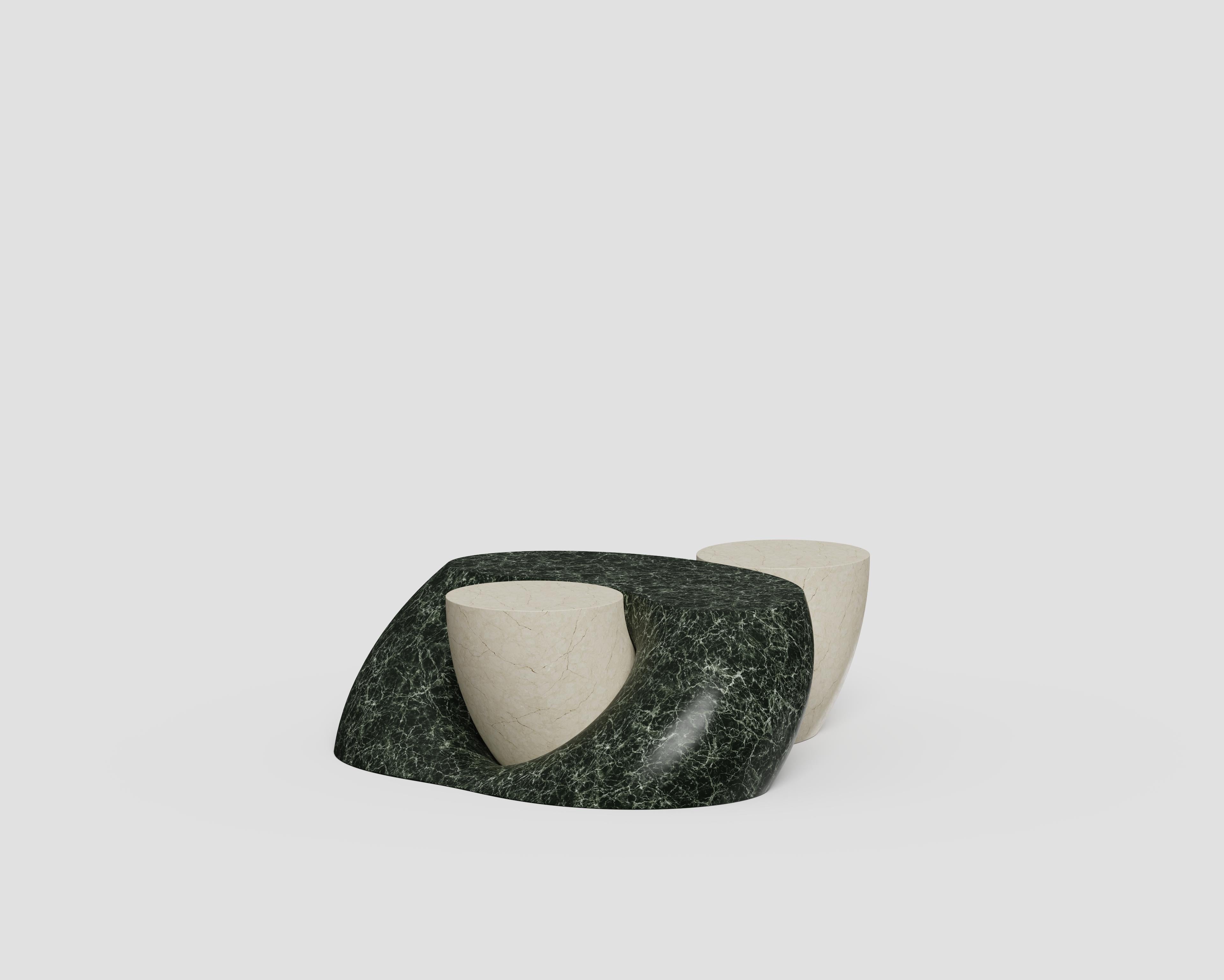 Marble Necklace Mod 2 Verde Notte And Adria Venato Coffee Table by Antonio De Marco For Sale