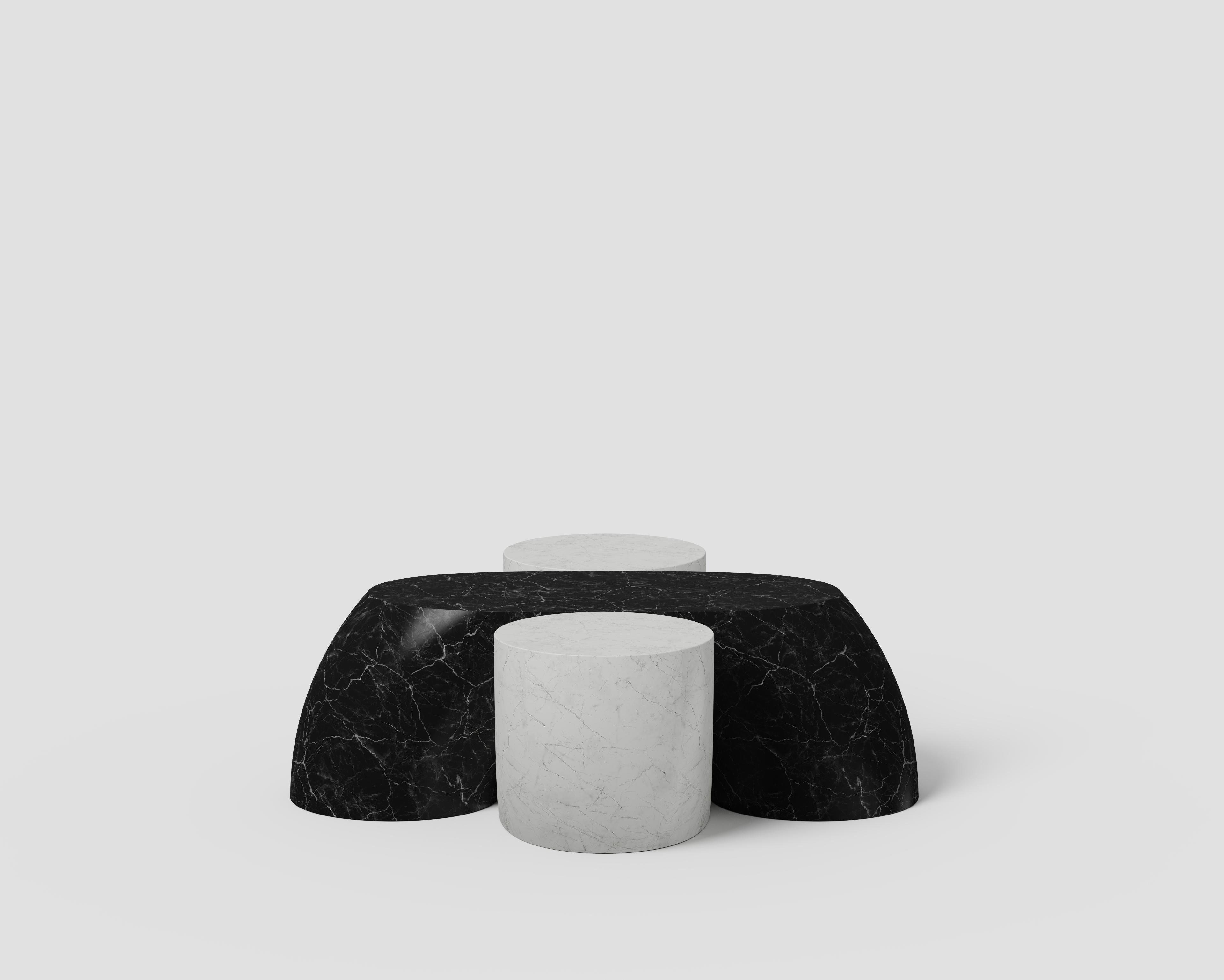 Necklace Mod 4 Carrara C And Nero Marquinia Coffee Table by Antonio De Marco
Dimensions: D 120 x W 120 x H 40 cm. 
Materials: Carrara C and Nero Marquinia marble.

Available in different material options. Prices may vary. Please contact
