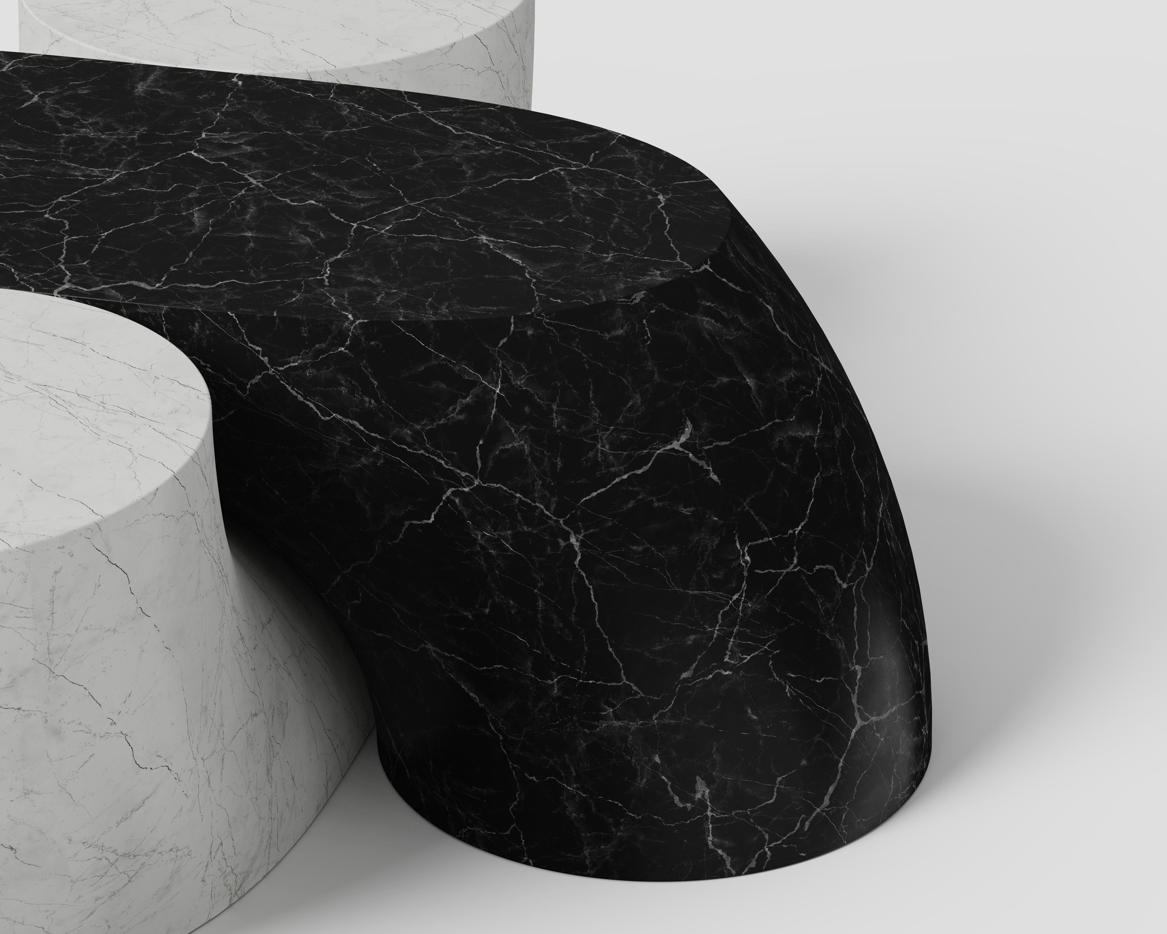 Polish Necklace Mod 4 Carrara C And Nero Marquinia Coffee Table by Antonio De Marco For Sale