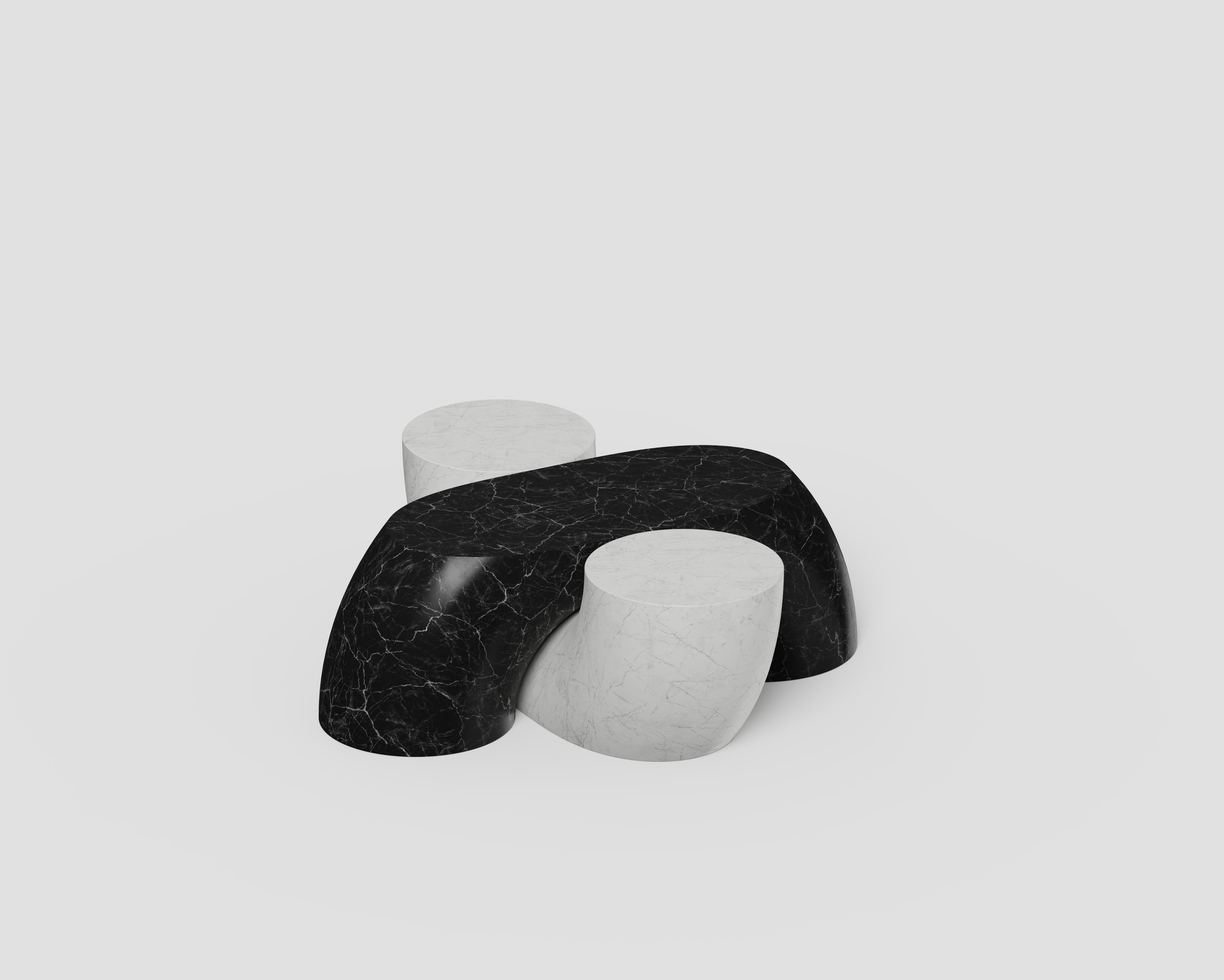 Contemporary Necklace Mod 4 Carrara C And Nero Marquinia Coffee Table by Antonio De Marco For Sale