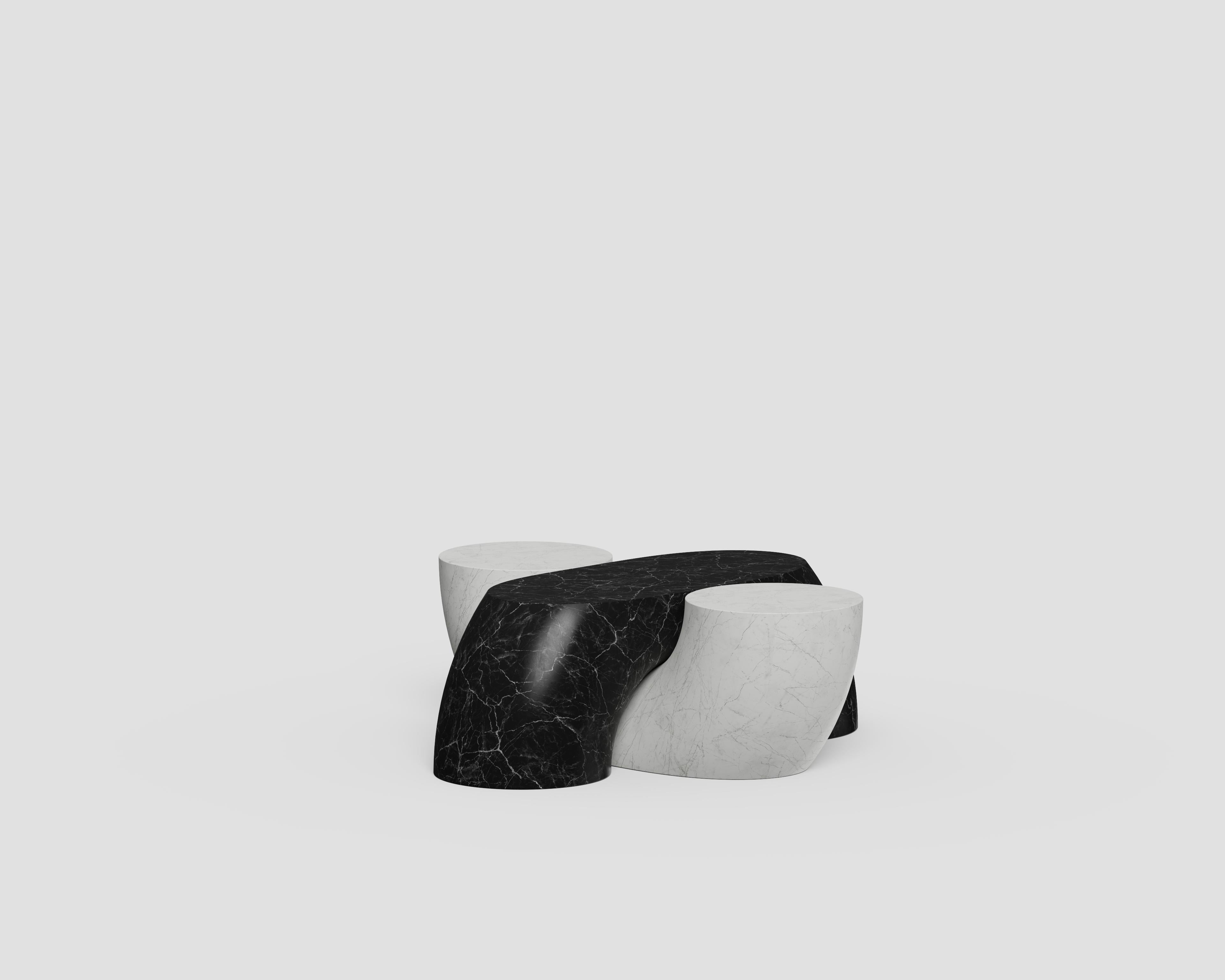 Marble Necklace Mod 4 Carrara C And Nero Marquinia Coffee Table by Antonio De Marco For Sale
