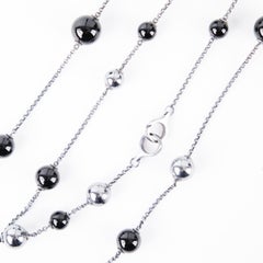 Necklace Model "Sphere Sautoir" In 925 Sterling Silver With Black Agate