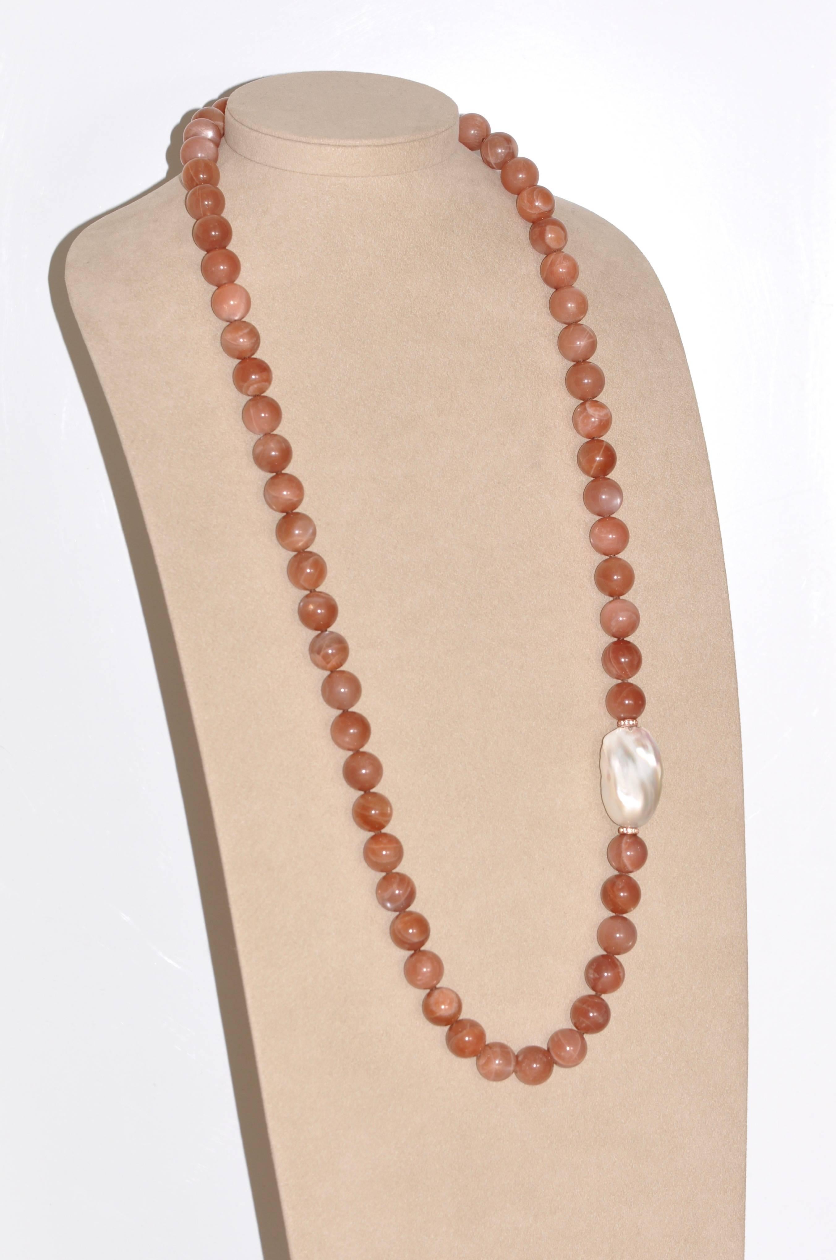 Brilliant Cut Necklace Moonstones Baroque Freshwater Pearl Topazes Beaded For Sale